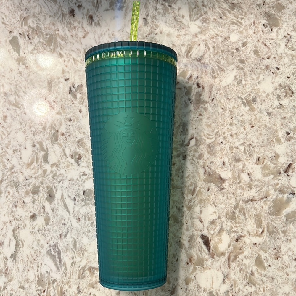 💚NEW💚Starbucks Neon Green Disco Grid Mountain Dew Tumbler 24oz